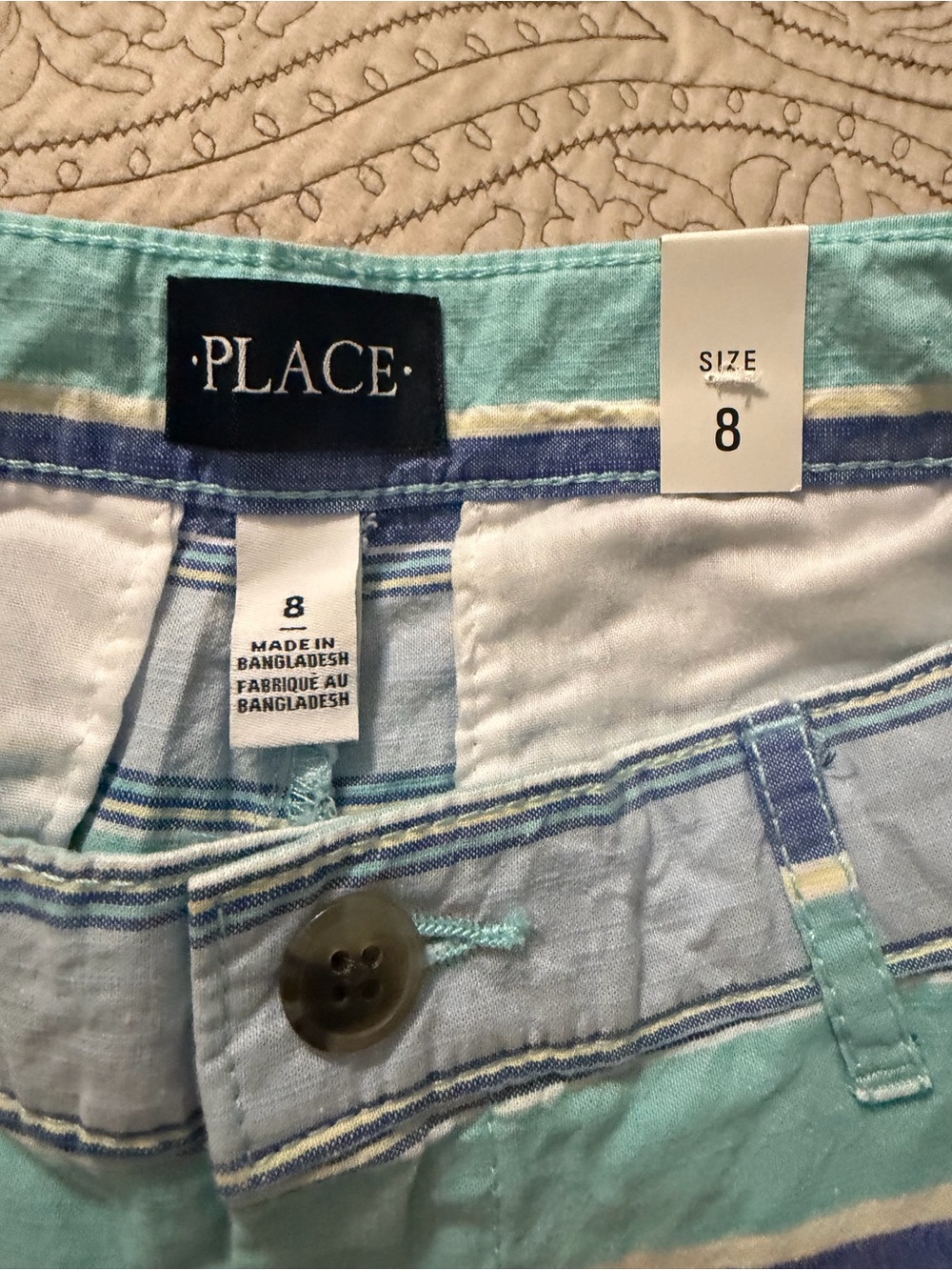 Place Striped Shorts in Aqua, Light Blue & White